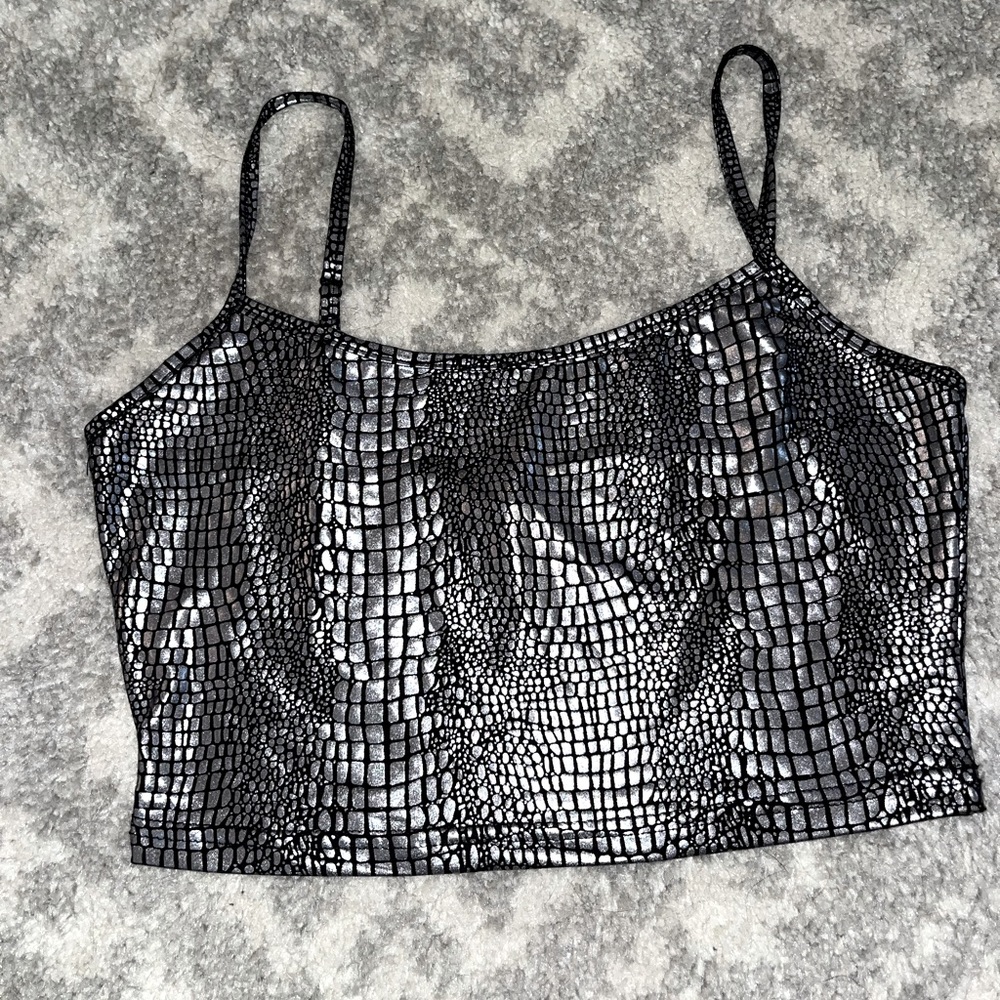Metallic Snake Skin Cropped Tank